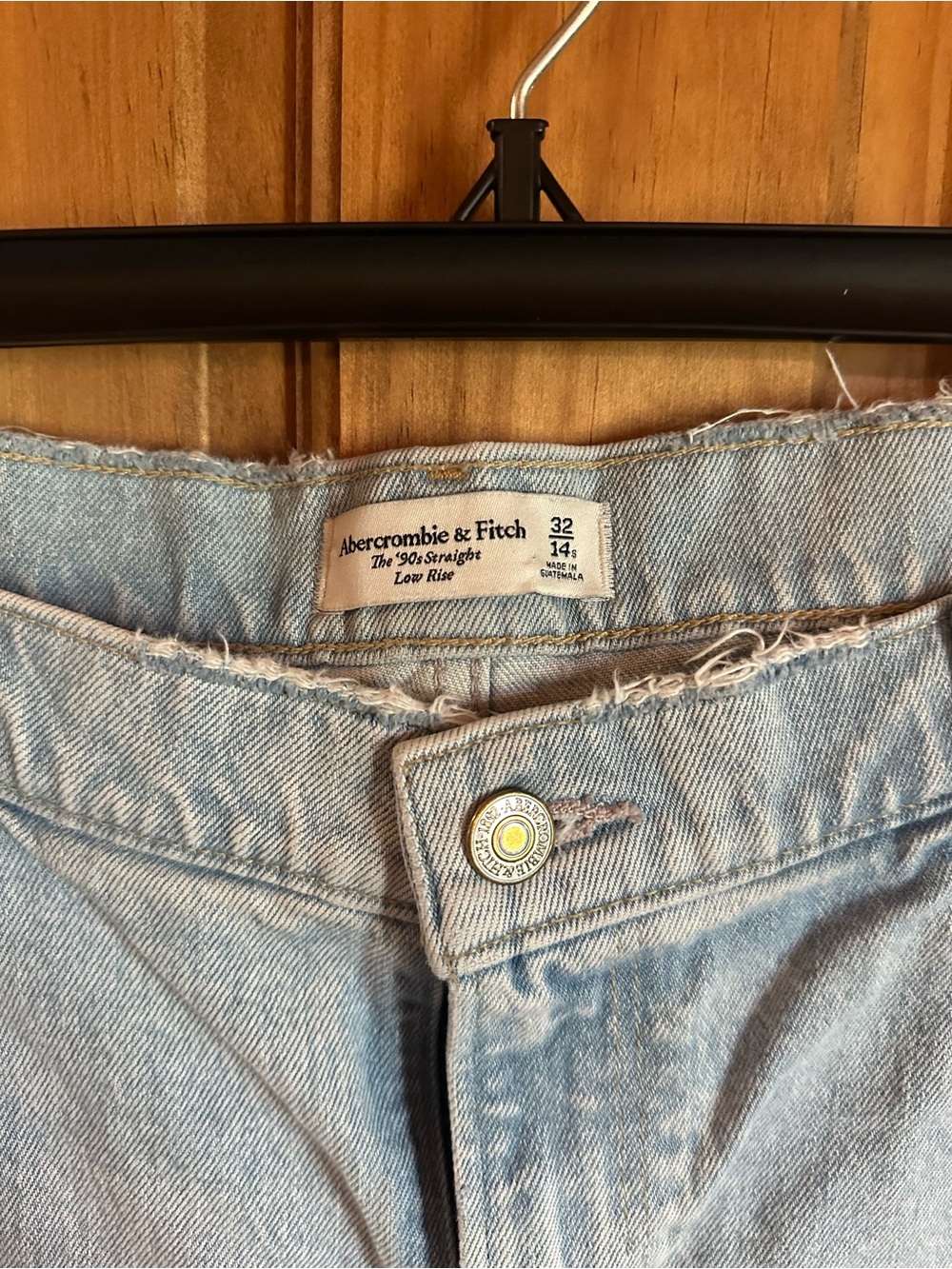 Abercrombie & Fitch Light Blue Denim Cutoff Shorts Size 34 14 low rise 90s - Picture 3 of 5